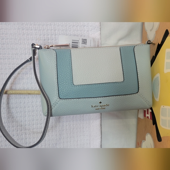 kate spade Two-Tone Light Blue Leather Clutch Bag - Picture 10 of 10